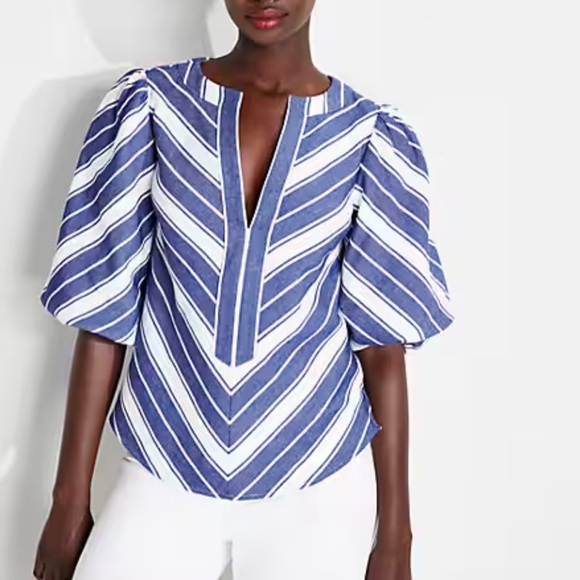 NWT! KATE SPADE Double Cloth Stripe Top, XS - Picture 1 of 9